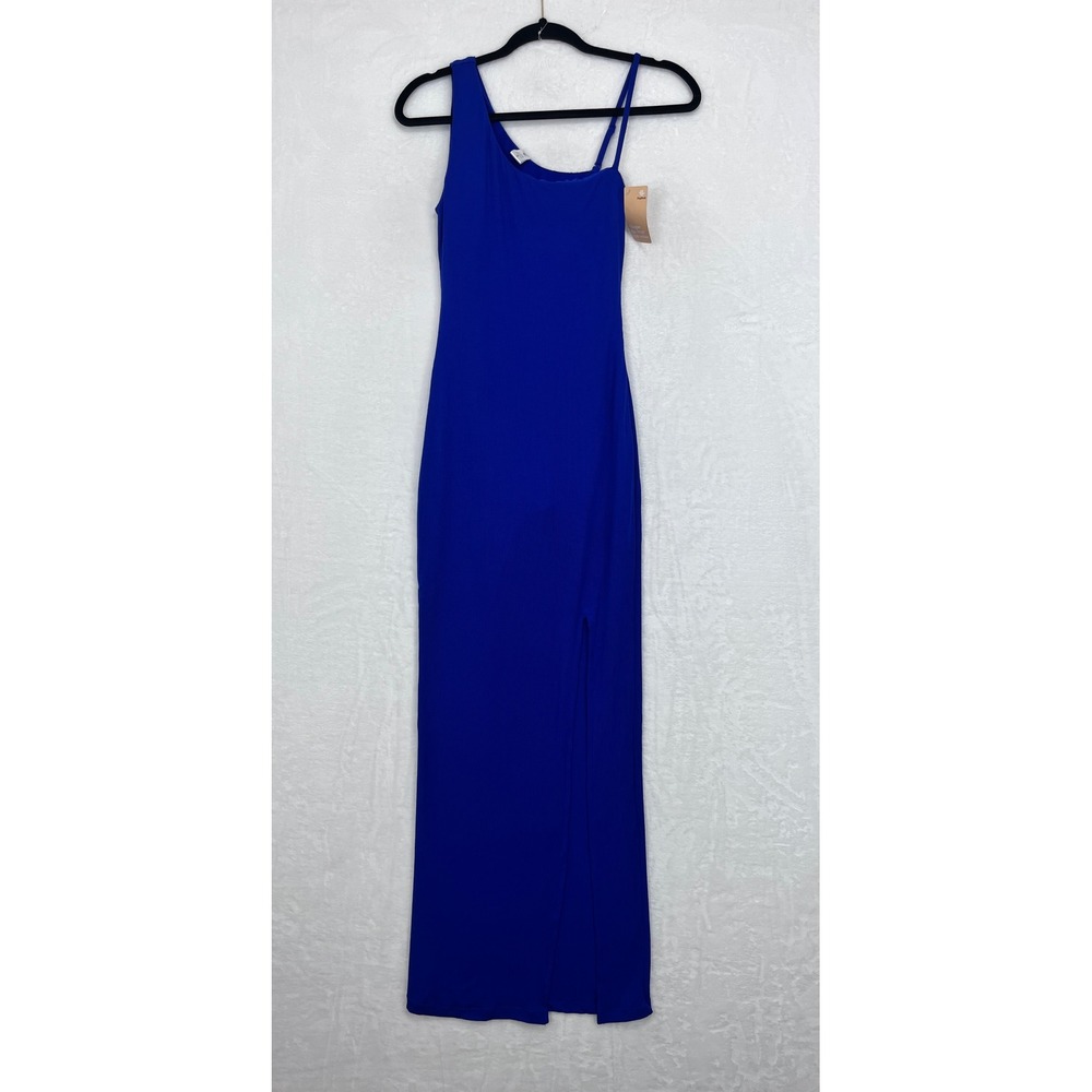 Popilush Shapewear One Shoulder Split Modal Maxi Dress Small‎ Royal Blue  NWT